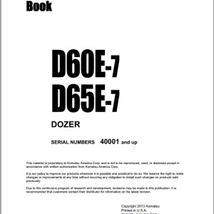 Komatsu D60E-7 D65E-7 Part Book PEPB014Y0702