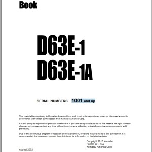 Komatsu D63E-1 D63E-1A Part Book PEPBU1410106