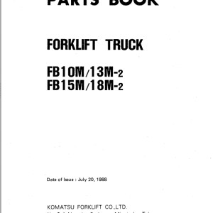 Komatsu FB10M-2 FB13M-2 FB15M-2 FB18M-2 Part Book FB10M_18M-2-PNE2