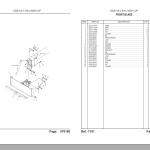 Komatsu GD511A-1 Part Book LEPBG51100