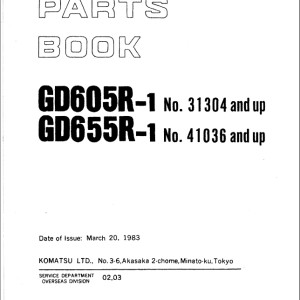 Komatsu GD605R-1 GD655R-1 Part Book PEPB023C0102