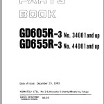 Komatsu GD605R-3 GD655R-3 Part Book PEPB023C0301