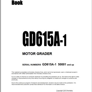 Komatsu GD615A-1 Part Book PEPBG615A100