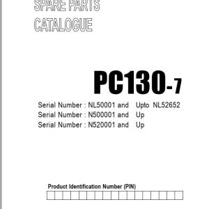 Komatsu PC130-7 Part Book FEN1607-00-NI01
