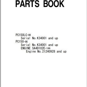 Komatsu PC150-6K PC150LC-6K Part Book UEPB000609