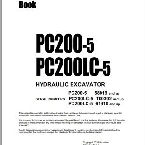 Komatsu PC200-5 PC200LC-5 Part Book PEPB0205C506