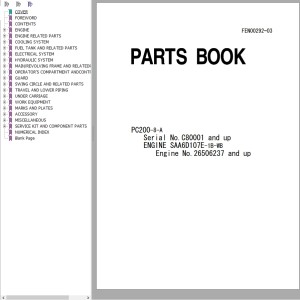 Komatsu PC200-8-A Part Book FEN00292-03