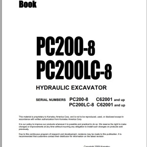 Komatsu PC200-8 PC200LC-8 Part Book FEN00468-01