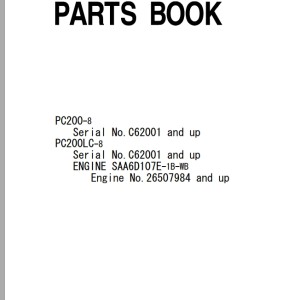 Komatsu PC200-8 PC200LC-8 Part Book FEN00651-00