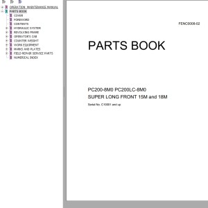 Komatsu PC200-8M0 PC200LC-8M0 Part Book FENC0008-02