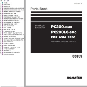 Komatsu PC200-8M0 PC200LC-8M0 Part Book FENC0012-08