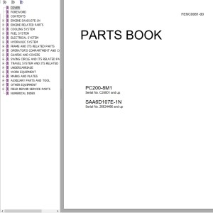 Komatsu PC200-8M1 Part Book FENC0061-00