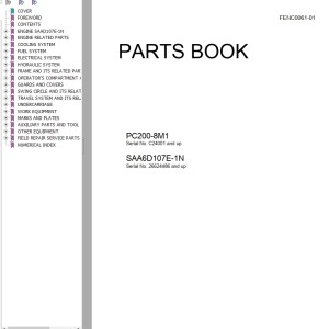 Komatsu PC200-8M1 Part Book FENC0061-01