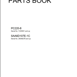 Komatsu PC220-8 Part Book FRU01173-00