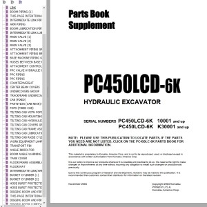 Komatsu PC450LCD-6K Part Book PBPC450LC6K