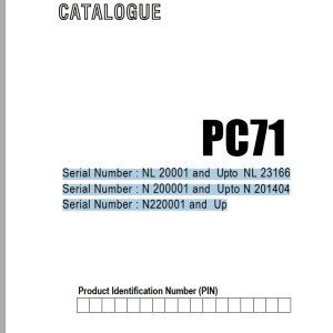 Komatsu PC71 Part Book KIPLINDPRBA0001