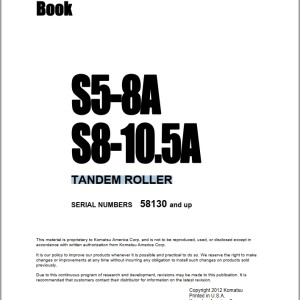 Komatsu S5-8A S8-10.5A Part Book 7201R2