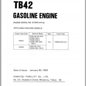 Komatsu TB42 Part Book PGCTB40-01