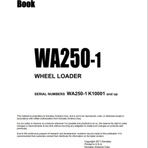 Komatsu WA250-1 Part Book PEPBL4180100