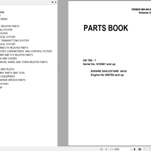 Komatsu HD785-7 Parts Book FEN02186-00-NI-02 Volume 2 of 2