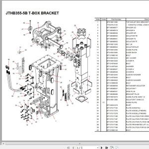 Komatsu JTHB355-5B T-Box Bracket Parts Book FEN05125-01
