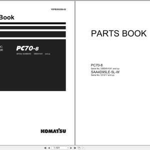 Komatsu PC70-8 Parts Book YEPB203200-00 2025