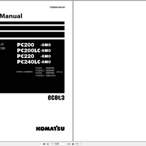 Komatsu PC200-8M0 PC200LC-8M0 PC220-8M0 PC240LC-8M0 Shop Manual YEBM202400-00