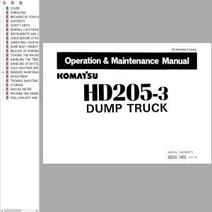 Komatsu HD205-3 Operation and Maintenance Manual SEAM05670300