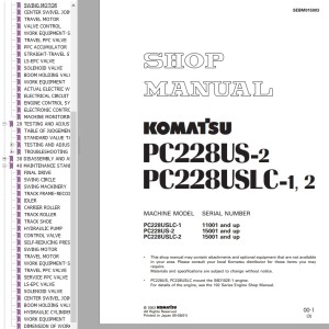 Komatsu PC228US-2 PC228USLC-1 2 Shop Manual SEBM015903