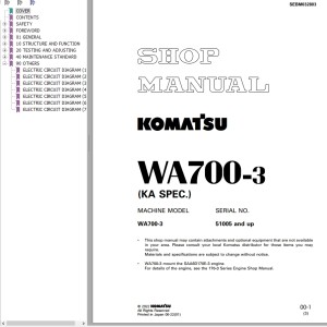 Komatsu WA700-3 Shop Manual SEBM032803