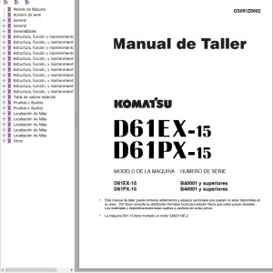 Komatsu D61EX-15 D61PX-15 Shop Manual GS051Z0002