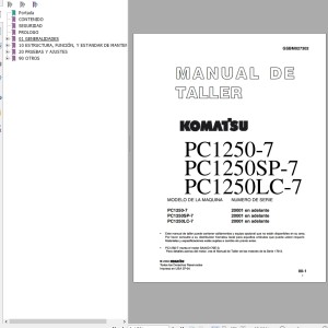 Komatsu PC1250-7 PC1250SP-7 PC1250LC-7 Shop Manual GSBM027302