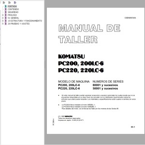 Komatsu PC200 PC200LC-6 PC220 PC220LC-6 Shop Manual GSBM003404
