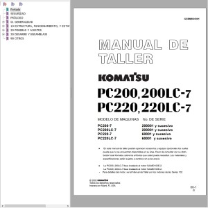 Komatsu PC200 PC200LC-7 PC220 PC220LC-7 Shop Manual GSBD024301