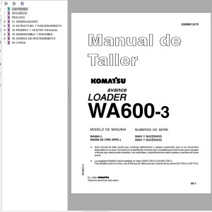 Komatsu WA600-3 Shop Manual GSBM013210