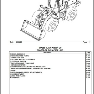 Komatsu WA250-3L A70001 Up Spare Parts Catalog