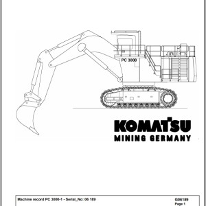 Komatsu PC3000-1 06189 Spare Parts Catalog
