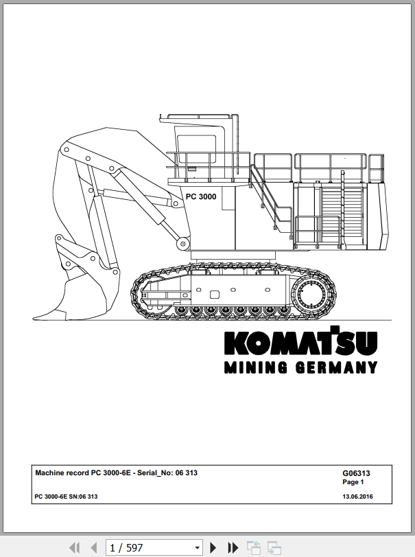 Komatsu PC3000-6E 06313 Spare Parts Catalog