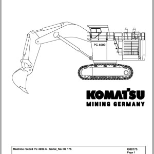 Komatsu PC4000-6 08175 Spare Parts Catalog