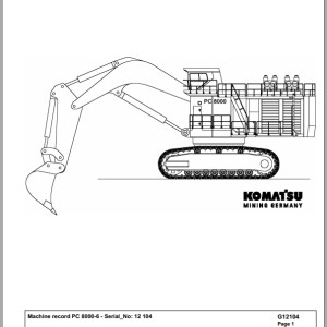Komatsu PC8000-6 12104 Spare Parts Catalog