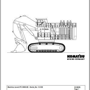 Komatsu PC8000-6E 12039 Spare Parts Catalog