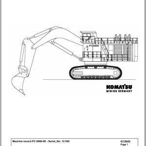 Komatsu PC8000-6E 12045 Spare Parts Catalog