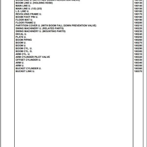 Komatsu PC138US-8 Offset Boom 21560 Up Spare Parts Catalog
