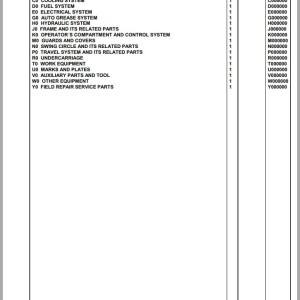 Komatsu PC210-11E0 K75001 Up Spare Parts Catalog