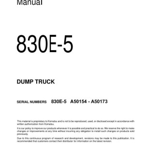 Komatsu 830E-5 A50154-A50173 Field Assembly Manual CEAW012201 01
