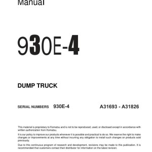 Komatsu 930E-4 A31693-A31826 Shop Manual CEBM028103