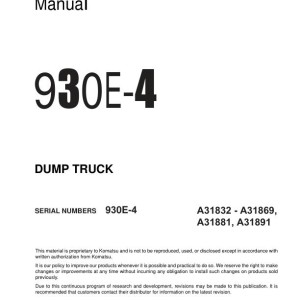 Komatsu 930E-4 A31832-A31869 Shop Manual CEBM029502