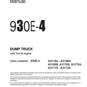 Komatsu 930E-4 TIER 4 A31164-A31689 Shop Manual CEBM027003