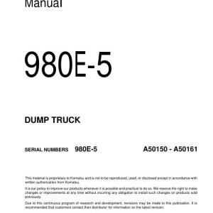 Komatsu 980E-5 A50150-A50161 Field Assembly Manual CEAW013503