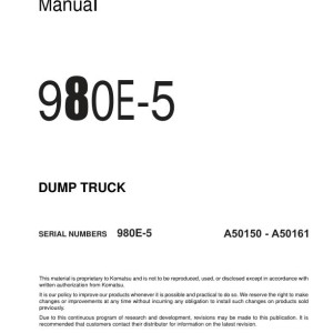 Komatsu 980E-5 A50150-A50161 Shop Manual CEBM037302